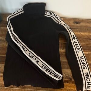 Michael Kors Black Turtleneck with Logo Stripes